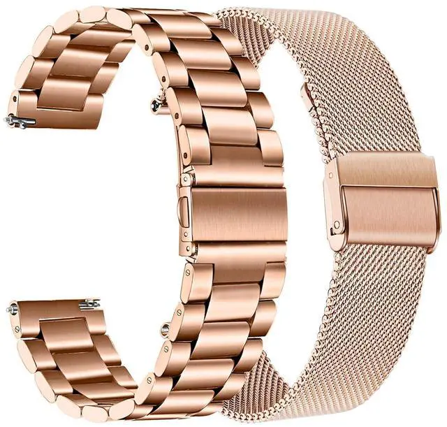 Main image of Band Sets for Venu 3S / Venu 4 41mm Women Smart Watch, 2 Pack Solid Stainless Steel Metal + Mesh Strap for Garmin Venu 2S / Forerunner 265S