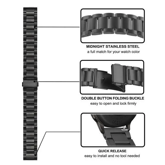 Alt view image 3 of 7 - Band Sets for Venu 3S / Venu 4 41mm Women Smart Watch, 2 Pack Solid Stainless Steel Metal + Mesh Strap for Garmin Venu 2S / Forerunner 265S