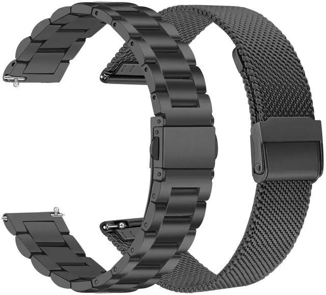 Main image of Band Sets for Venu 3S / Venu 4 41mm Women Smart Watch, 2 Pack Solid Stainless Steel Metal + Mesh Strap for Garmin Venu 2S / Forerunner 265S