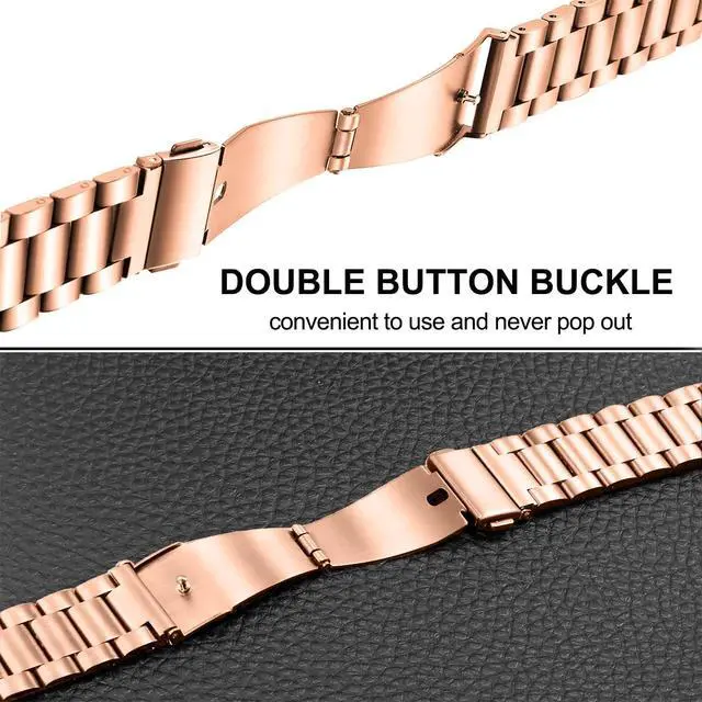 Alt view image 5 of 7 - Band Sets for Venu 3S / Venu 4 41mm Women Smart Watch, 2 Pack Solid Stainless Steel Metal + Mesh Strap for Garmin Venu 2S / Forerunner 265S