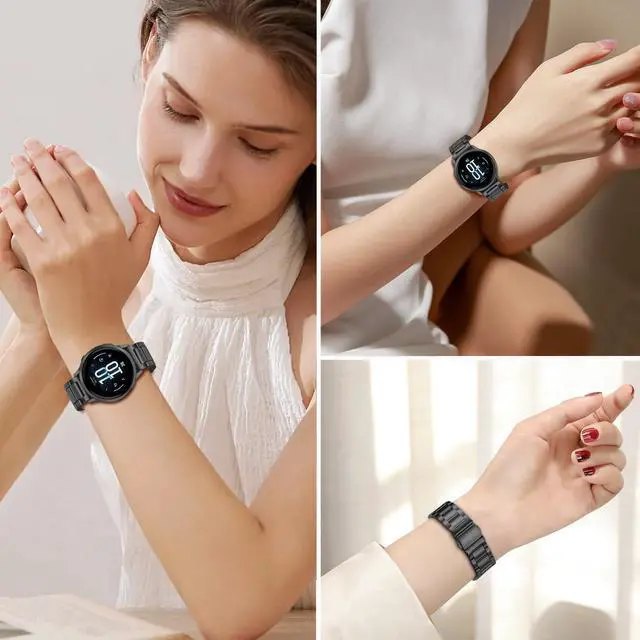 Alt view image 6 of 7 - Band Sets for Venu 3S / Venu 4 41mm Women Smart Watch, 2 Pack Solid Stainless Steel Metal + Mesh Strap for Garmin Venu 2S / Forerunner 265S