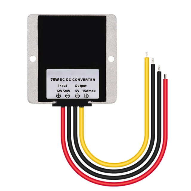 Alt view image 5 of 7 - DC/DC Voltage Reducer Converter Regulator 12V 24V Step Down to 5V 15A 75W, Converter Regulator Power Supply Module Buck Transformer for Golf Cart Forklifts Car Vehicle, Aluminum