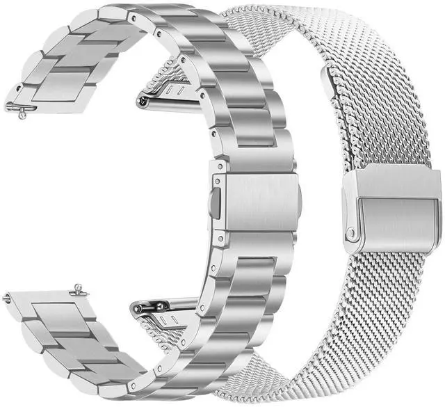 Main image of Band Sets for Venu 3S / Venu 4 41mm Women Smart Watch, 2 Pack Solid Stainless Steel Metal + Mesh Strap for Garmin Venu 2S / Forerunner 265S