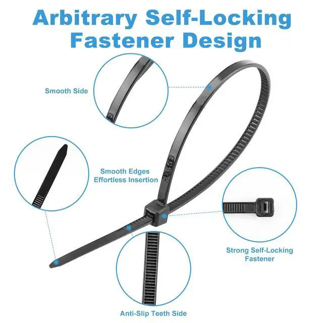 Alt view image 4 of 7 - Zip Ties Assorted Sizes(14+12+10+8+6+4 Inch), 900 Pcs Black zip Ties for Home, Office, Garden, Workshop, Multi-Purpose Wire Management Cable Tie Wraps by