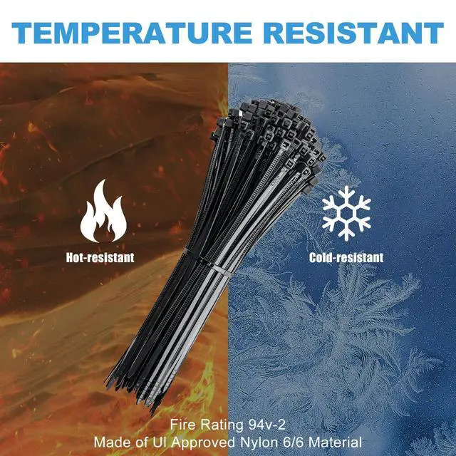 Alt view image 5 of 7 - Zip Ties Assorted Sizes(14+12+10+8+6+4 Inch), 900 Pcs Black zip Ties for Home, Office, Garden, Workshop, Multi-Purpose Wire Management Cable Tie Wraps by