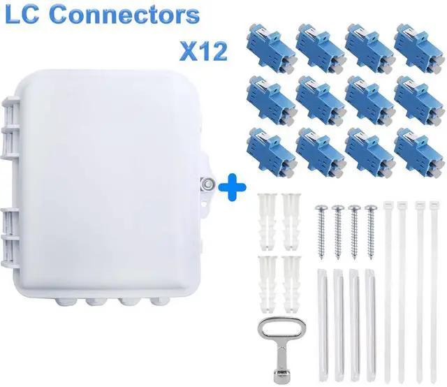 Alt view image 4 of 7 - 12 Core Fiber Distribution Box, ABS Plastic FTTH Fiber Distribution Box-12 Port Fiber Optic Terminal Junction Splitter Box for Ourdoor/Indoor with LC Fiber Cable Coupler