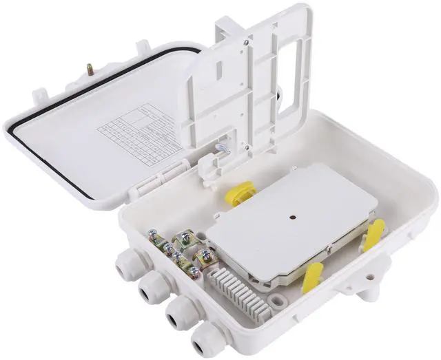 Alt view image 6 of 7 - 12 Core Fiber Distribution Box, ABS Plastic FTTH Fiber Distribution Box-12 Port Fiber Optic Terminal Junction Splitter Box for Ourdoor/Indoor with LC Fiber Cable Coupler