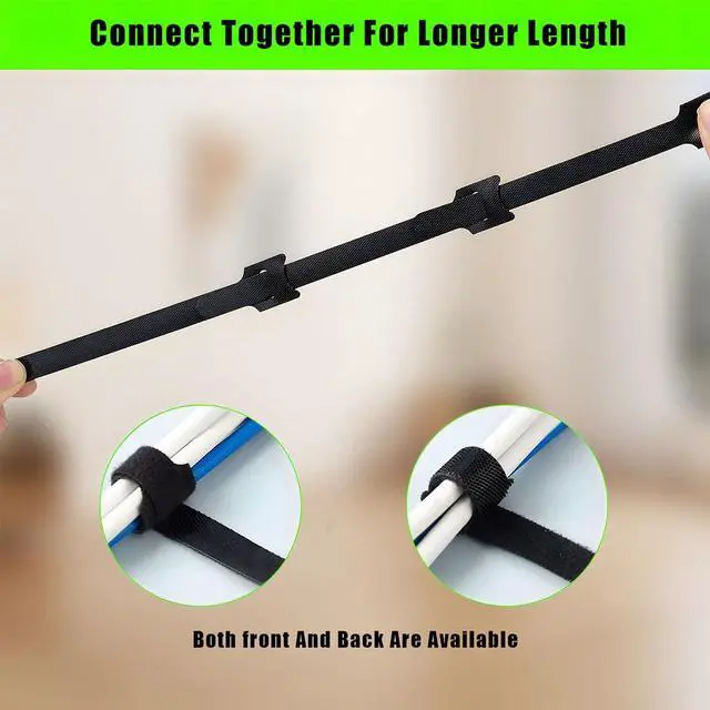 Alt view image 4 of 6 - Reusable Cable Ties with Hook and Loop, 50 Pack 12 Inch Heavy Duty Black Straps for Wire Management, Cord Organization for Home Office, Garage, Data Centers