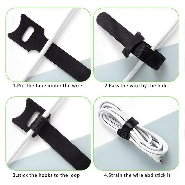 Alt view image 5 of 6 - Reusable Cable Ties with Hook and Loop, 50 Pack 12 Inch Heavy Duty Black Straps for Wire Management, Cord Organization for Home Office, Garage, Data Centers