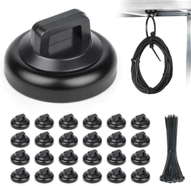 Main image of magnetic zip tie mount Magnetic Zip Ties Mount Base Holder with 100 Pcs Cable Zip Ties, Strong Magnet Wire Holder, Cable Management Clips for Electrical Wiring Home Office Outdoors Organization