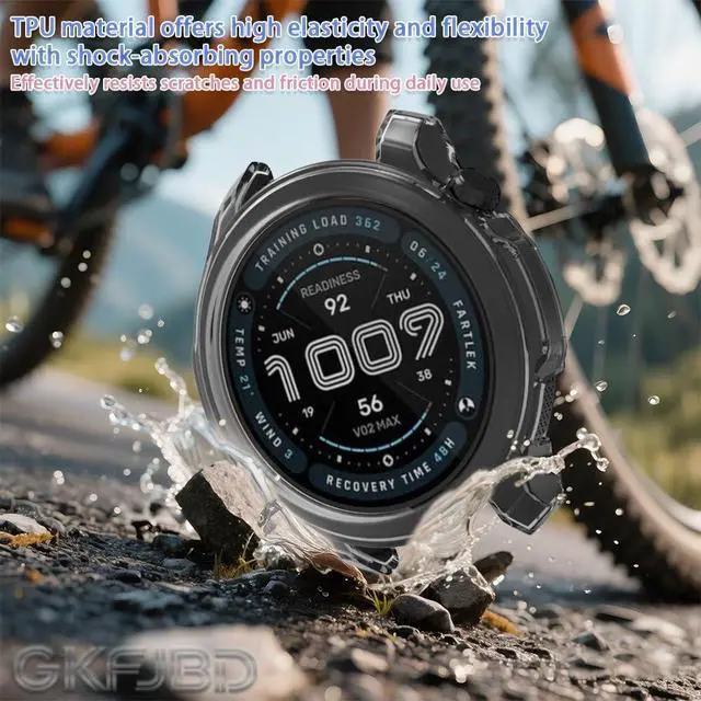 Alt view image 3 of 7 - Compatible for Amazfit Balance 2 Screen Protector & Case SetAnti-Scratch HD Tempered Glass Protective Film and TPU Soft Frame Case Cover (Pack of 3+2)