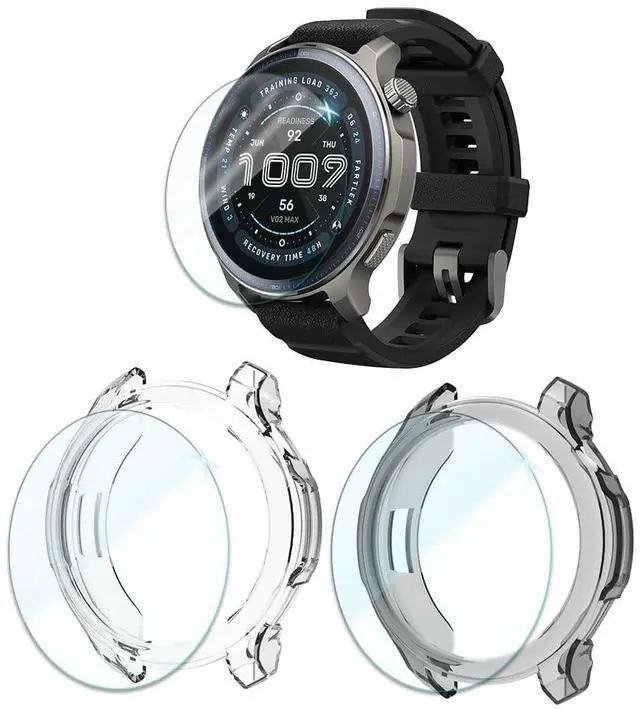 Main image of Compatible for Amazfit Balance 2 Screen Protector & Case SetAnti-Scratch HD Tempered Glass Protective Film and TPU Soft Frame Case Cover (Pack of 3+2)