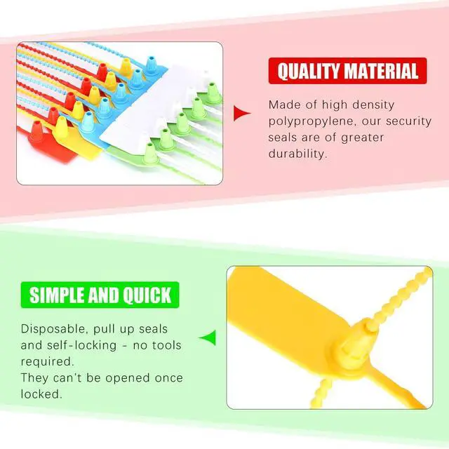 Alt view image 3 of 7 - 105Pcs Red Yellow Blue Green White Security Zip Ties Self-Locking Ties Plastic Tamper Seal Tags Pull Tite for Fire Extinguisher