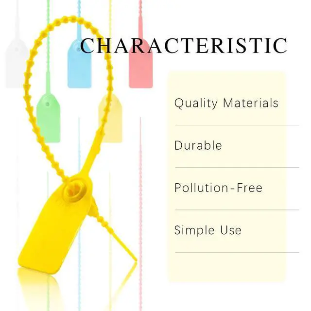 Alt view image 6 of 7 - 105Pcs Red Yellow Blue Green White Security Zip Ties Self-Locking Ties Plastic Tamper Seal Tags Pull Tite for Fire Extinguisher