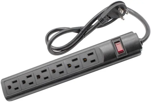 Main image of 6-Outlet Power Strip with 3ft Cord, Right Angle, 90 Degree, Black