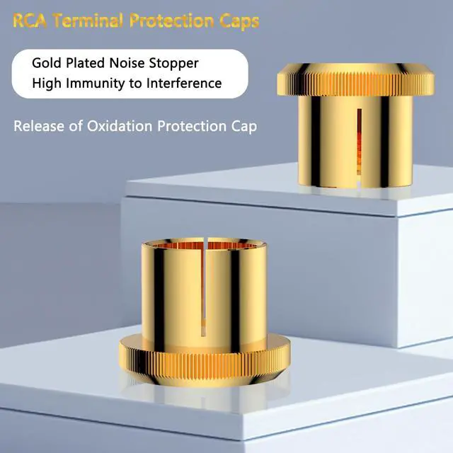 Alt view image 3 of 6 - Audiocrast 10x RCA Caps, Gold Plated Copper RCA Protective Caps RCA Noise Stopper HiFi RCA Dust Caps Protective Covers for RCA Chassis RCA Sockets RCA Plug Jacks to Prevent Dirt, RF, RFI, EMI