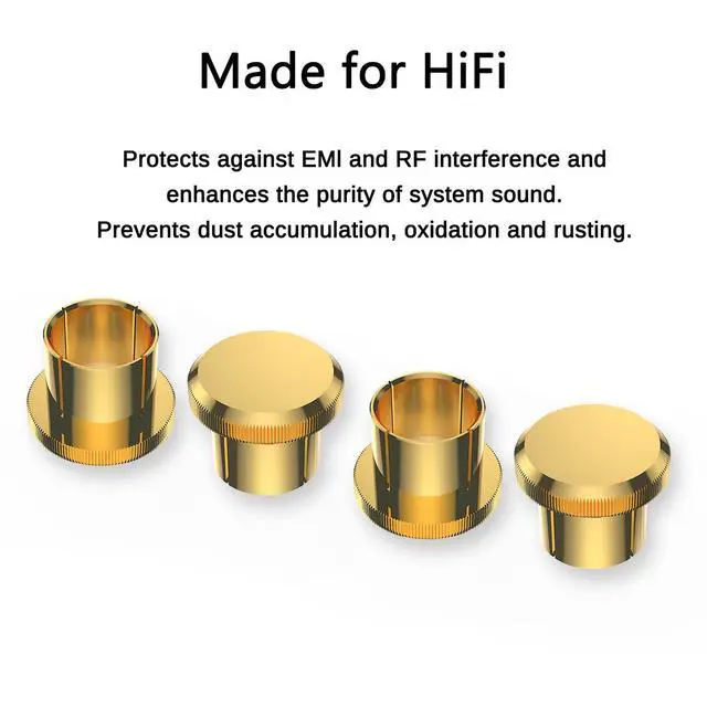 Alt view image 6 of 6 - Audiocrast 10x RCA Caps, Gold Plated Copper RCA Protective Caps RCA Noise Stopper HiFi RCA Dust Caps Protective Covers for RCA Chassis RCA Sockets RCA Plug Jacks to Prevent Dirt, RF, RFI, EMI