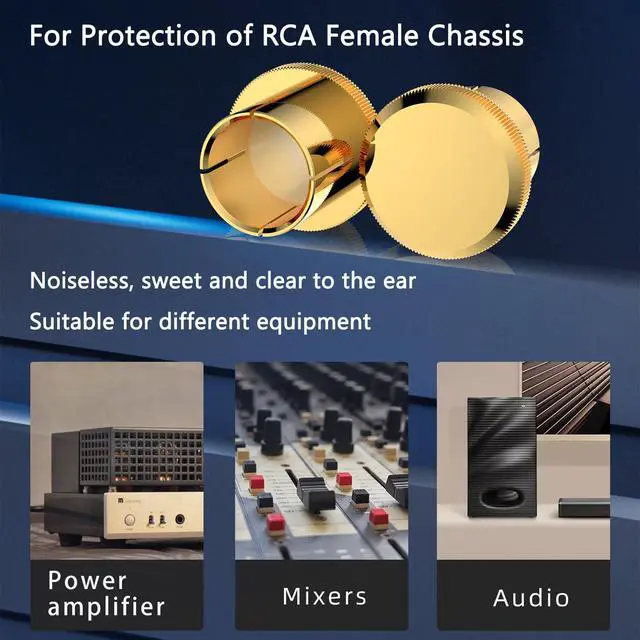 Alt view image 5 of 6 - Audiocrast 10x RCA Caps, Gold Plated Copper RCA Protective Caps RCA Noise Stopper HiFi RCA Dust Caps Protective Covers for RCA Chassis RCA Sockets RCA Plug Jacks to Prevent Dirt, RF, RFI, EMI