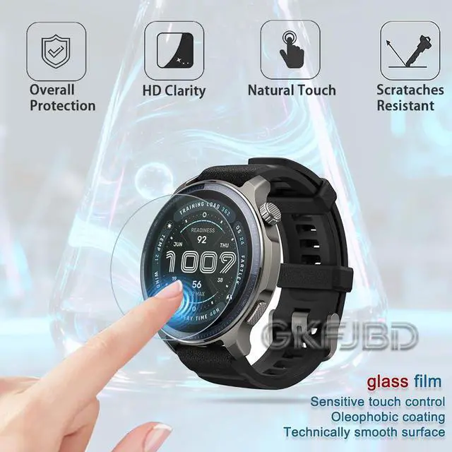 Alt view image 5 of 7 - Compatible for Amazfit Balance 2 Screen Protector & Case SetAnti-Scratch HD Tempered Glass Protective Film and TPU Soft Frame Case Cover (Pack of 3+2)