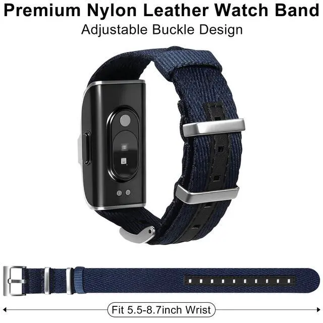 Alt view image 3 of 7 - Nylon Leather Compatible with Hume Band Replacement Strap 1.0, Adjustable Clasp Buckle & Loop Closure for Secure,Sport Lightweight Fabric Strap for Hume Health Band Fitness Tracker Women Men