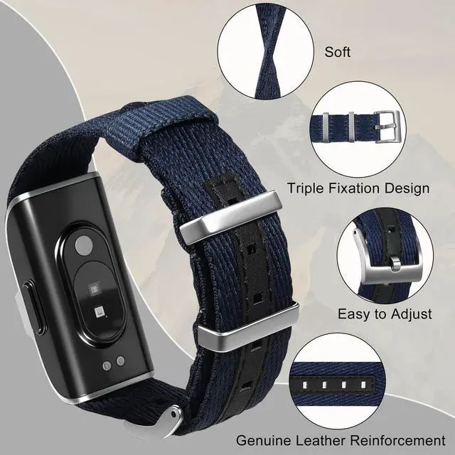 Alt view image 2 of 7 - Nylon Leather Compatible with Hume Band Replacement Strap 1.0, Adjustable Clasp Buckle & Loop Closure for Secure,Sport Lightweight Fabric Strap for Hume Health Band Fitness Tracker Women Men