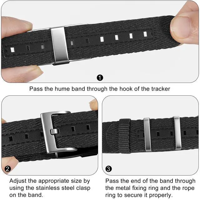 Alt view image 4 of 7 - Nylon Leather Compatible with Hume Band Replacement Strap 1.0, Adjustable Clasp Buckle & Loop Closure for Secure,Sport Lightweight Fabric Strap for Hume Health Band Fitness Tracker Women Men