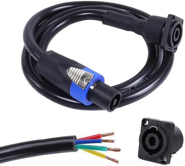 Main image of 4 Conductor Speakon Cable to NL4MP Socket, 3.28FT 12AWG 1PCS | 4 Wire NL4FX Twist Lock Extension Cables, Compatible NL4 & NL2 Series Port, for Chuchero, Speaker, Bi-AMP, Church, Gig, Bar