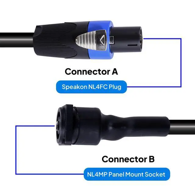 Alt view image 2 of 7 - 4 Conductor Speakon Cable to NL4MP Socket, 3.28FT 12AWG 1PCS | 4 Wire NL4FX Twist Lock Extension Cables, Compatible NL4 & NL2 Series Port, for Chuchero, Speaker, Bi-AMP, Church, Gig, Bar