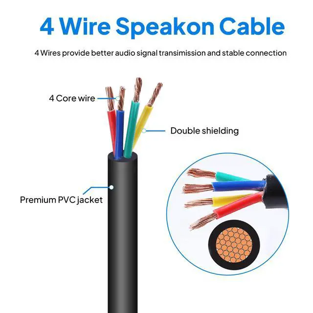 Alt view image 3 of 7 - 4 Conductor Speakon Cable to NL4MP Socket, 3.28FT 12AWG 1PCS | 4 Wire NL4FX Twist Lock Extension Cables, Compatible NL4 & NL2 Series Port, for Chuchero, Speaker, Bi-AMP, Church, Gig, Bar