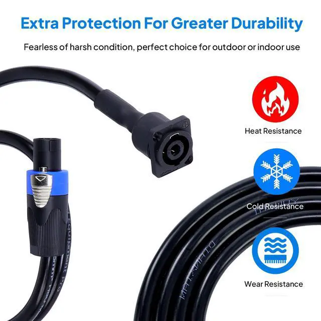 Alt view image 4 of 7 - 4 Conductor Speakon Cable to NL4MP Socket, 3.28FT 12AWG 1PCS | 4 Wire NL4FX Twist Lock Extension Cables, Compatible NL4 & NL2 Series Port, for Chuchero, Speaker, Bi-AMP, Church, Gig, Bar
