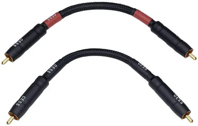 Main image of Braided RCA Male to Male Stereo Patch Cable, 6 in, 2-Pack