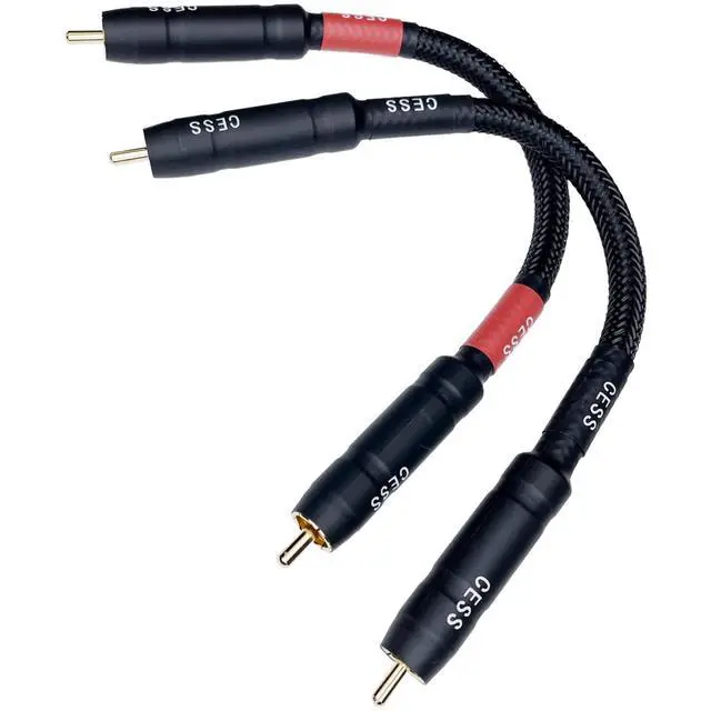 Alt view image 2 of 5 - Braided RCA Male to Male Stereo Patch Cable, 6 in, 2-Pack