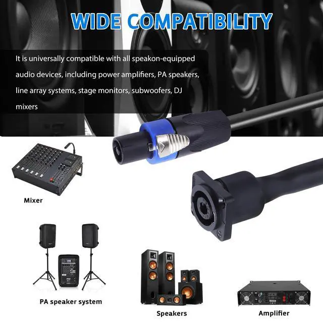Alt view image 7 of 7 - 4 Conductor Speakon Cable to NL4MP Socket, 3.28FT 12AWG 1PCS | 4 Wire NL4FX Twist Lock Extension Cables, Compatible NL4 & NL2 Series Port, for Chuchero, Speaker, Bi-AMP, Church, Gig, Bar