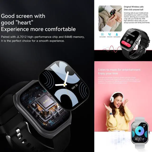 Alt view image 4 of 6 - Smart Watches for Men(Answer/Make Call), 2.01" Curved Screen HD Fitness Tracker Watch with Blood Pressure/Heart Rate Monitor, SpO2, Fitness Watch for Men, Smart Watch for Android/iOS Phones (Black)