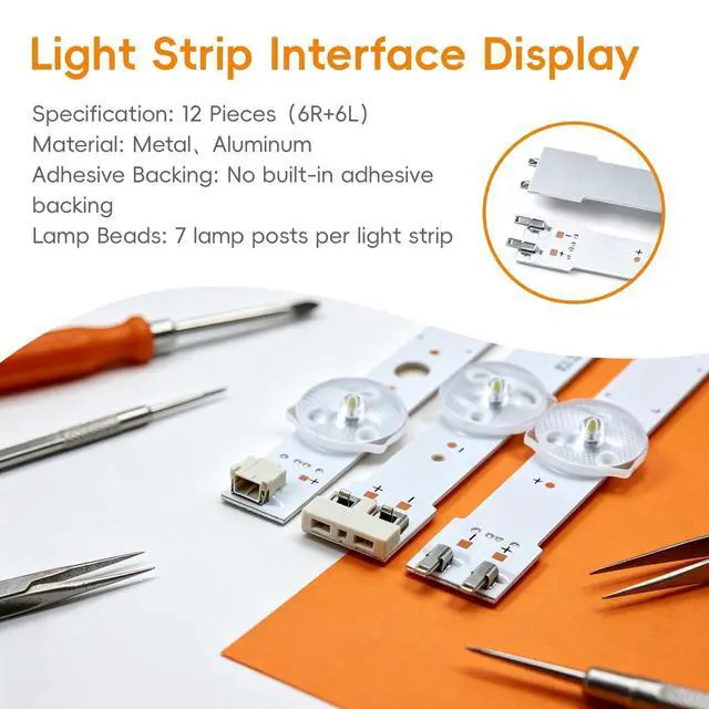 Alt view image 3 of 7 - 12 pcs LED Backlight Strips for Samsung 60" | 6L+6R; Fits UN60H6203, UN60J6200AF; Replaces BN96-29074A, BN96-29075A, 2013SVS60