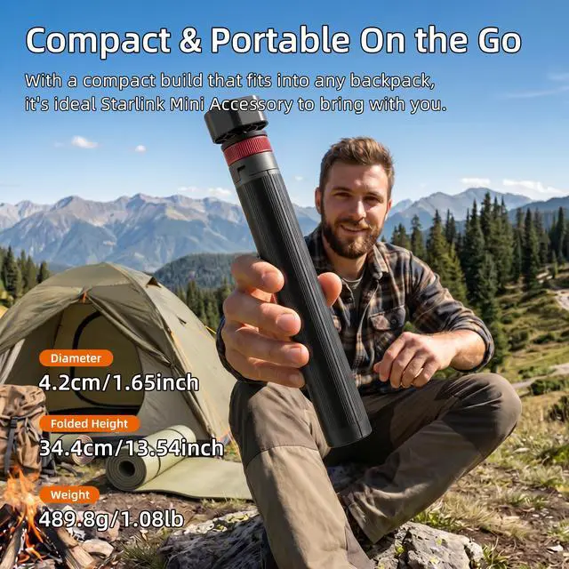 Alt view image 3 of 6 - Starlink Mini Tripod Stand Adjustable Height 2.8FT for Travel and Camping