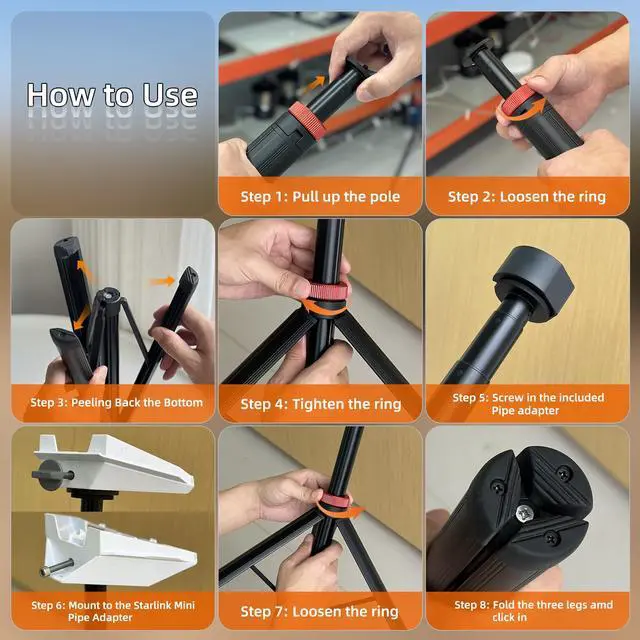 Alt view image 5 of 6 - Starlink Mini Tripod Stand Adjustable Height 2.8FT for Travel and Camping