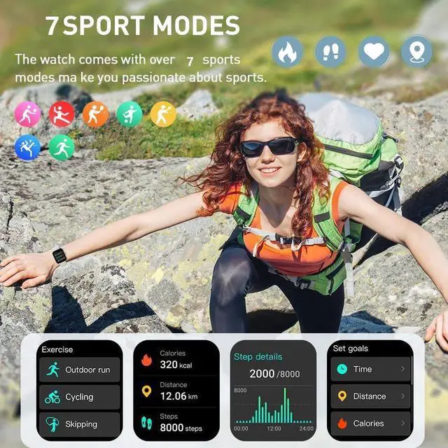 Alt view image 4 of 7 - Smart Watch for Men Women, 2.09" AI Fitness Smartwatches with Calling/SMS, Heart Rate/Sleep/SpO2 Monitor, Pedometer, Dual Bands, 3 Games for Android/iOS Phones (White)