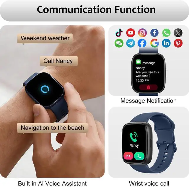 Alt view image 3 of 6 - Smart Watch (Answer/Make Call) for iPhone&Android, 1.83" Smartwatches with Sleep Monitor Heart Rate Activity Tracking, IP68 Waterproof, Fitness Tracker 100+Sport, Reloj Inteligente 30 Day+Battery Life