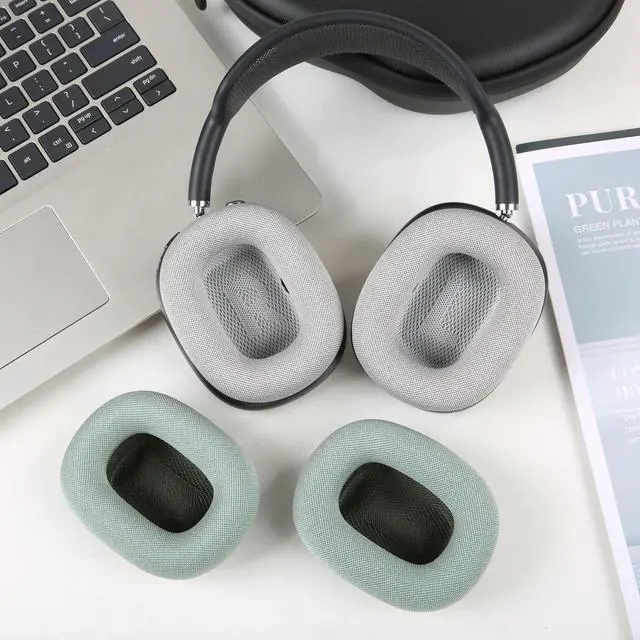 Alt view image 5 of 6 - Replacement Ear Cushions for AirPods Max 1 Over-Ear Headphones,Mesh Fabric Covered Earpads with Memory Foam and Magnet (Silver)