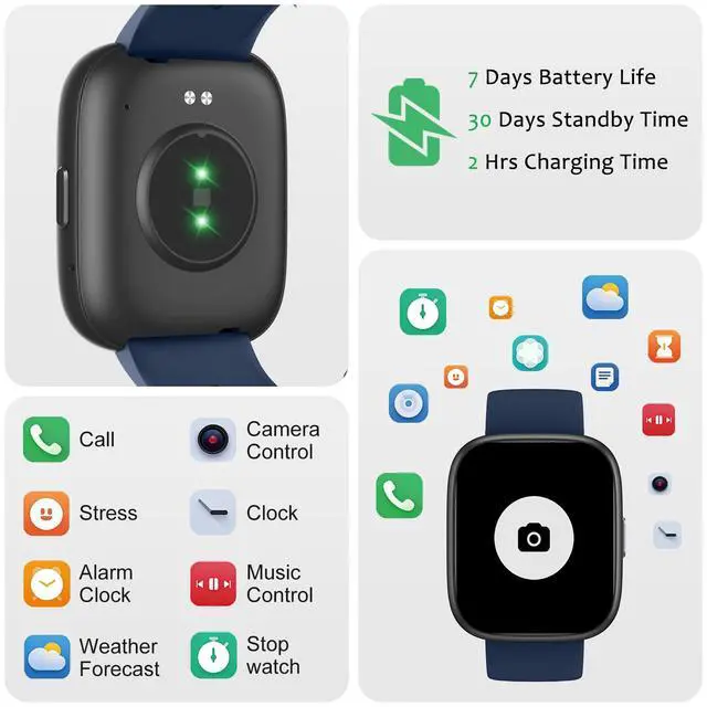 Alt view image 6 of 6 - Smart Watch (Answer/Make Call) for iPhone&Android, 1.83" Smartwatches with Sleep Monitor Heart Rate Activity Tracking, IP68 Waterproof, Fitness Tracker 100+Sport, Reloj Inteligente 30 Day+Battery Life