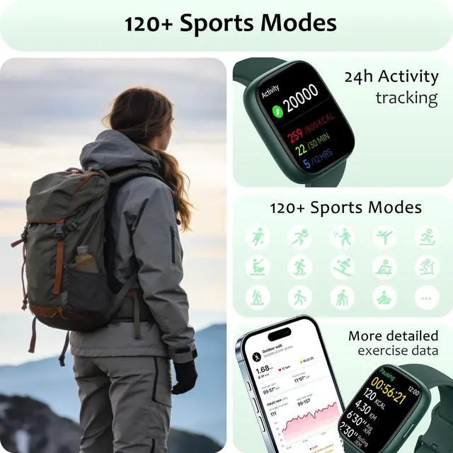 Alt view image 5 of 6 - Smart Watch (Answer/Make Call) for iPhone&Android, 1.83" Smartwatches with Sleep Monitor Heart Rate Activity Tracking, IP68 Waterproof, Fitness Tracker 100+Sport, Reloj Inteligente 30 Day+Battery Life