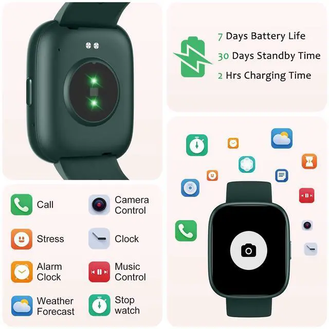 Alt view image 6 of 6 - Smart Watch (Answer/Make Call) for iPhone&Android, 1.83" Smartwatches with Sleep Monitor Heart Rate Activity Tracking, IP68 Waterproof, Fitness Tracker 100+Sport, Reloj Inteligente 30 Day+Battery Life