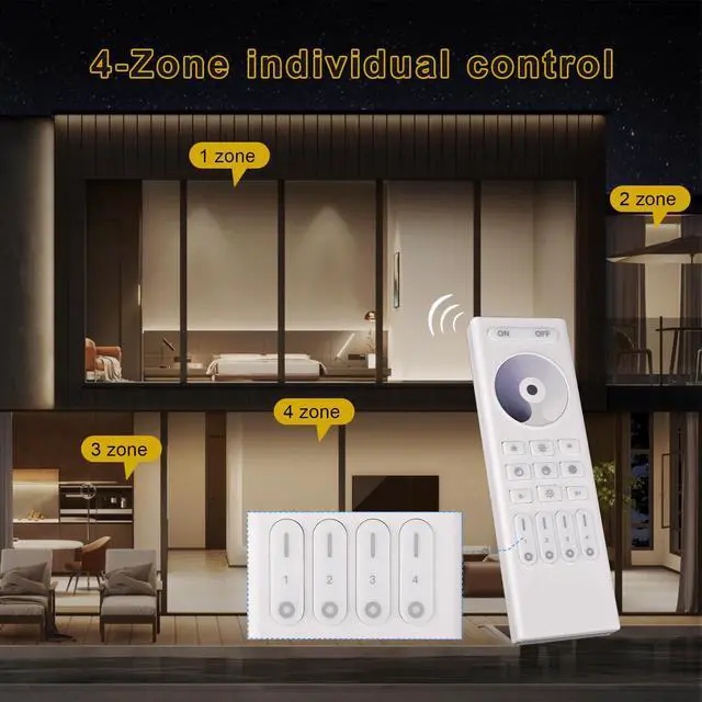 Alt view image 3 of 6 - Single Color Dimming RC01RF RF Remote 2.4G RF Remote 4-Zone Group Control | RF Remote with Group Control For Single Color FCOB COB & 5050 LED Controller Work with WB5 LM052 LM053 C01W C01Z C01RF etc