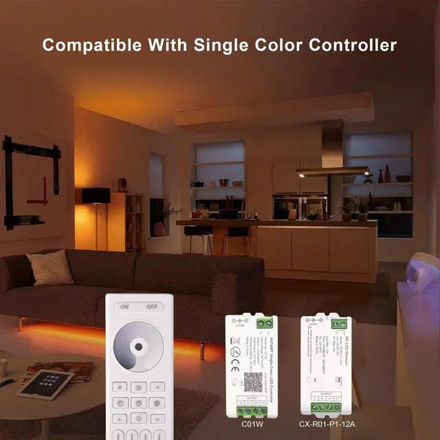 Alt view image 5 of 6 - Single Color Dimming RC01RF RF Remote 2.4G RF Remote 4-Zone Group Control | RF Remote with Group Control For Single Color FCOB COB & 5050 LED Controller Work with WB5 LM052 LM053 C01W C01Z C01RF etc