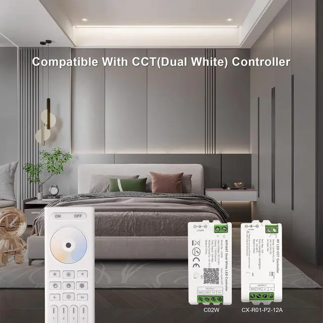 Alt view image 5 of 6 - CCT Dual White RC02RF RF Remote 2.4G 4-Zone for CCT LED Strip Controller | Touch Remote Panel Supports Dual White CCT Adjustment CCT LED Strip Controller Work with WB5 LM052 LM053 C02W C02Z C02RF