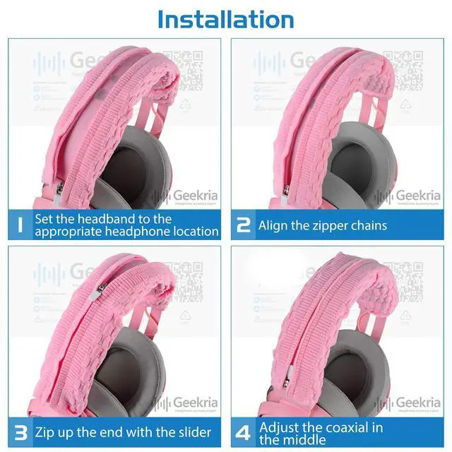 Alt view image 5 of 6 - Flex Fabric Headband Cover Compatible with Razer Kraken Pro V2, 7.1 V2, Ultimate, Tournament Edition Headphones, Replacement Repair Part, Easy DIY Installation (Pink)