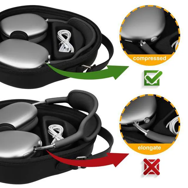 Alt view image 4 of 7 - Smart Case for Apple AirPods Max Wireless Over-Ear Headphones(Supports Sleep Mode), New AirPods Max Headphones Hard Carrying Case,Earphone Travel Protective Holder Storage Bag, Black