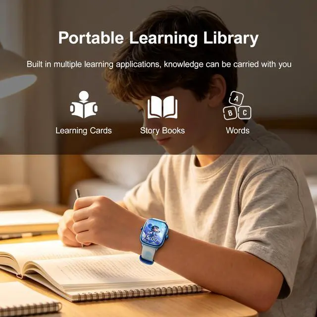 Alt view image 6 of 7 - Kids Smart Watch, 1.83 Inch HD Screen, Heart Rate Tracking, Sleep Monitor, 20+ Sports Modes, Built-in Music Player, Flashlight, Learning Apps & Educational Mini Games, Gift for Boys Girls Ages 3-12