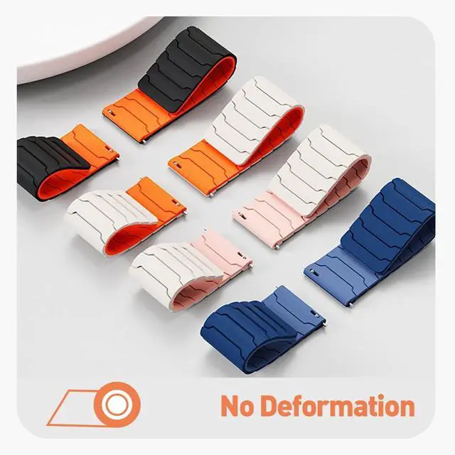 Alt view image 5 of 6 - 20mm, 22mm Magnetic Watchband Compatible with Moto Watch 120 Band, Silicone Sport Strong Magnet Strap for 70, 100, 120, 360 3rd Gen 2020 Smartwatch